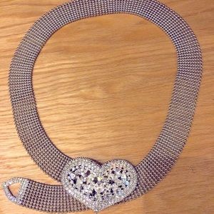 Beautiful Mesh Belt with Stunning Crystal Heart buckle